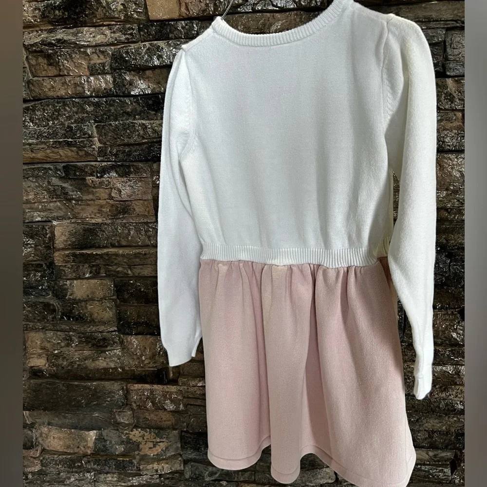 Gymboree White and Pink Fox Sweater Dress